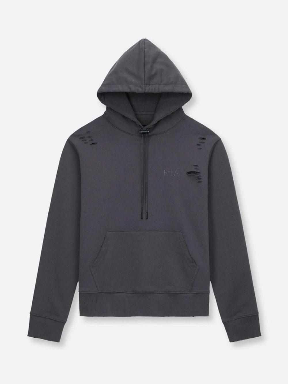 RtA Men's Charcoal Distressed Pullover Hoodie